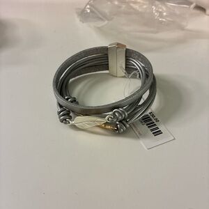 Silver and Gold Feather Bracelet